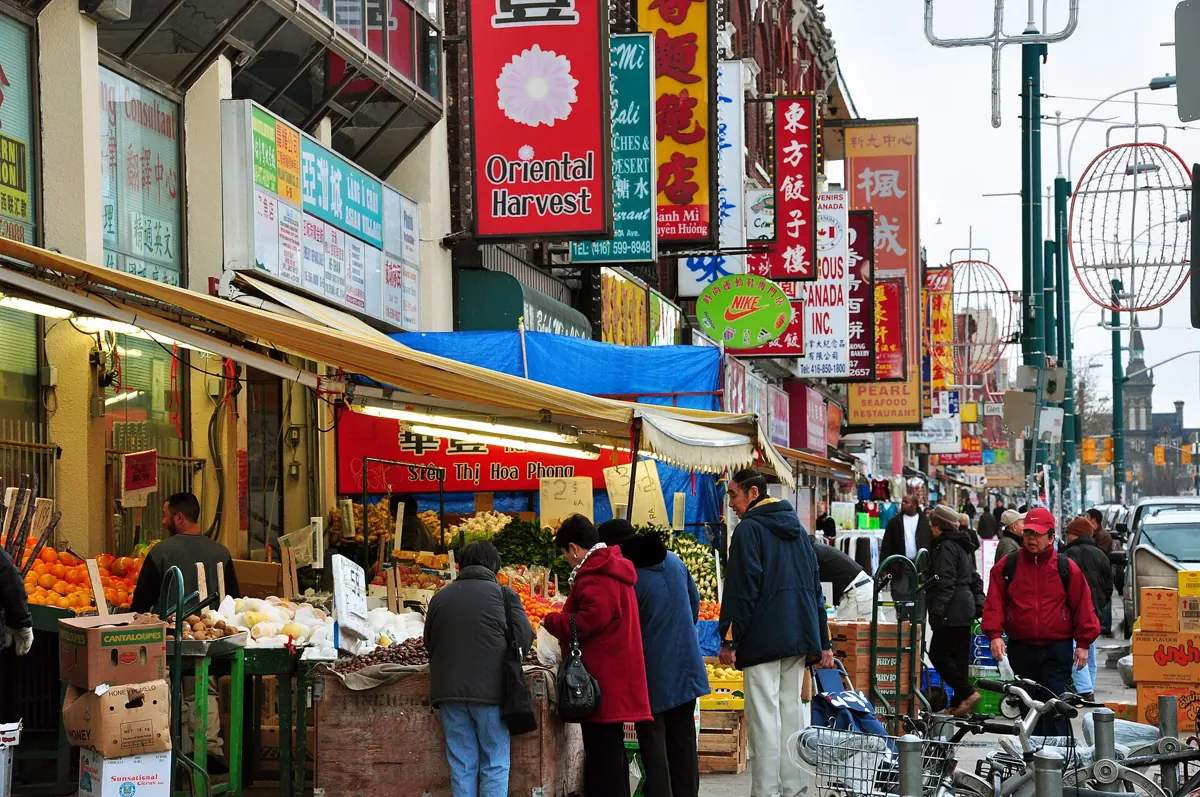 Chinese shop signs along Spadina Avenue in Toronto's Chinatown