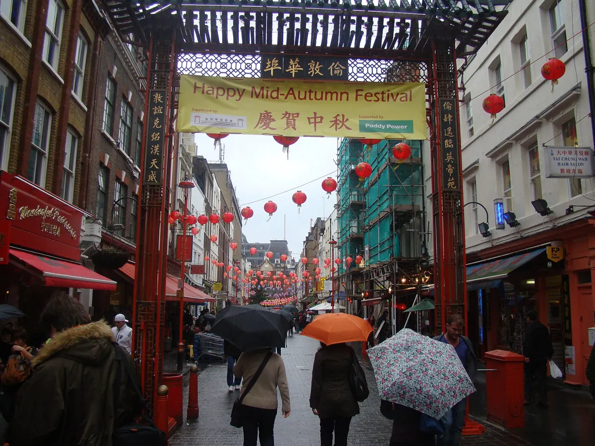 Chinese archway over Gerrard Street in London's Chinatown